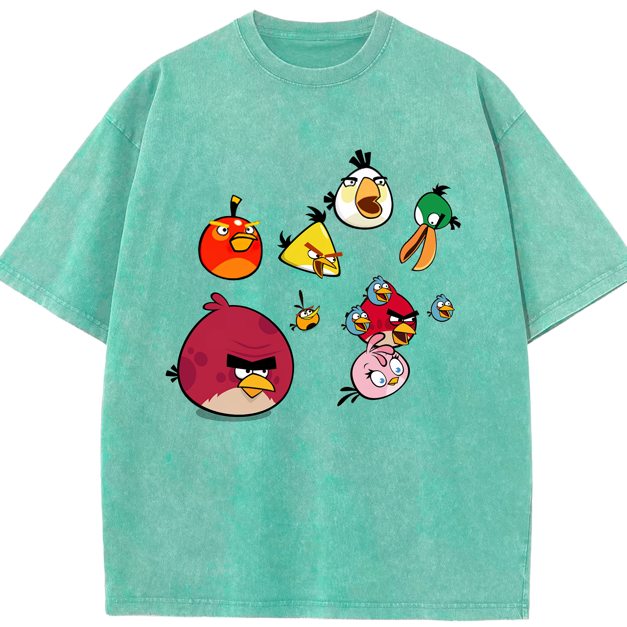 （画像用） Angry Birds アングリーバード 綿100% ヴィンテージ風 半袖Tシャツ（フロントプリント）